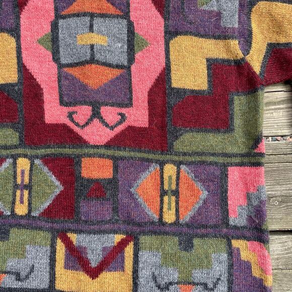 womens waliki 100% alpaca wool geometric sweater button down Large - Picture 12 of 16